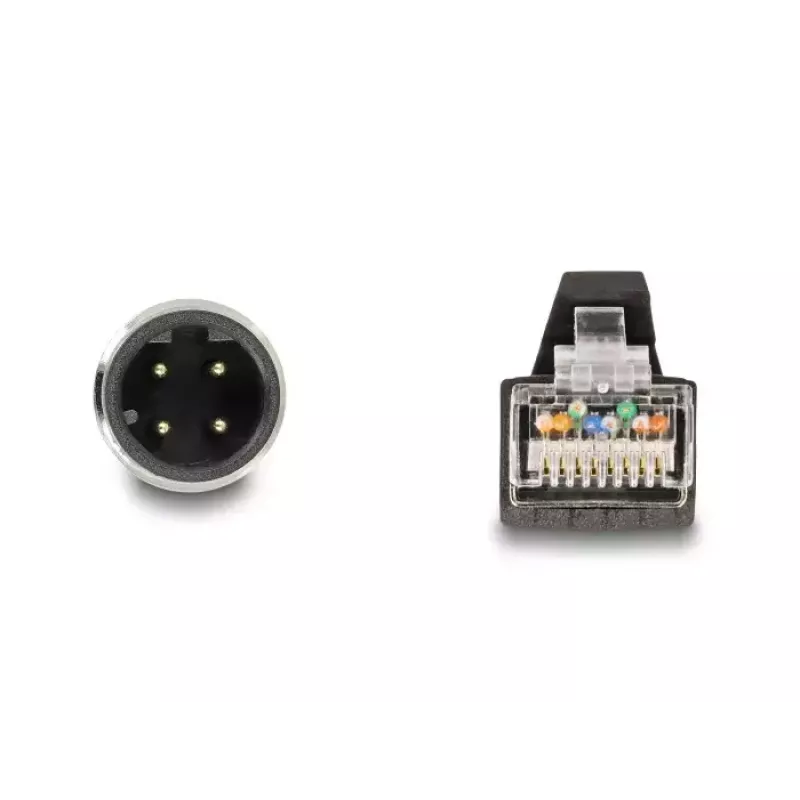 Tinklo laidas DeLOCK M12 D-koduotas 4 kontaktų kištukas į RJ45 kištuką PUR (TPU) 2 m