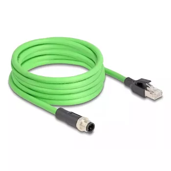Tinklo laidas DeLOCK M12 D-koduotas 4 kontaktų kištukas į RJ45 kištuką PUR (TPU) 2 m
