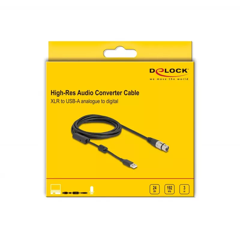DeLOCK garso laidas 3 m XLR 3 kontaktų USB-A juodas sidabrinis 84178