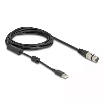 DeLOCK garso laidas 3 m XLR 3 kontaktų USB-A juodas sidabrinis 84178