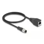 Tinklo kabelis DeLOCK M12 A koduotas 8 kontaktų kištukas į RJ45 lizdą Cat5e 0,5 m juodas
