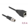 Tinklo kabelis DeLOCK M12 X-koduotas 8 kontaktų kištukas į RJ45 lizdą Cat5e 0,5 m juodas