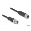 Tinklo kabelis DeLOCK M12 X-koduotas 8 kontaktų patinas į patelę Cat5e 2 m juodas
