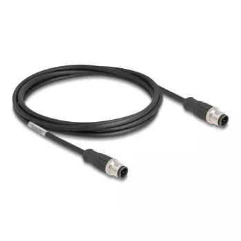 DeLOCK M12 D koduotas 4 kontaktų vyriškas-į-vyrišką Cat5e tinklo kabelis 2 m juodas