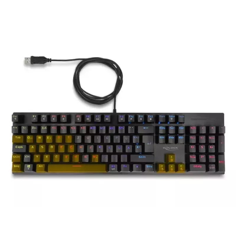 DeLOCK 12115 Gaming klaviatūra USB QWERTZ vokiškas juodas mechaninis RGB