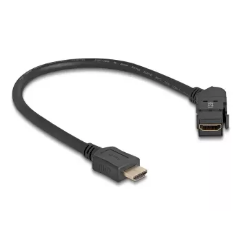 DeLOCK HDMI sieninis lizdas 45° kampu, moteriškas, prie vyriško HDMI 30 cm laidas, 8K 60 Hz, juoda