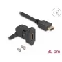DeLOCK HDMI sieninis lizdas 45° kampu, moteriškas, prie vyriško HDMI 30 cm laidas, 8K 60 Hz, juoda