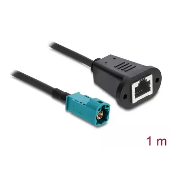 Koaksialinis kabelis DELOCK 90699 su HSD Z į RJ-45 jungtimis, 1 m, juodas/mėlynas