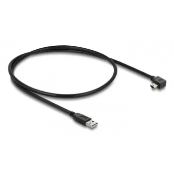 USB 2.0 laidas DELOCK Type-A (vyr.) į Mini-USB B (vyr.) stačiu kampu, 1 m, juodas