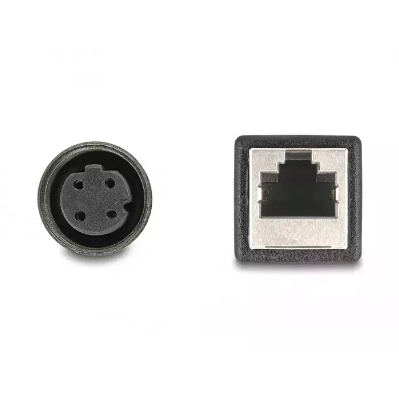 DeLOCK M12 adapterinis kabelis D-koduotas 4 kontaktų moteriškas M12 į RJ45 moterišką 50 cm
