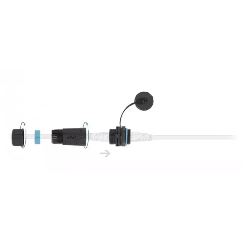 DeLOCK 86701 vandeniui atsparus RJ45 lizdas–lizdas Cat.6A sujungėjas su dangteliu, juodas