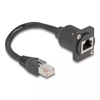 DeLOCK D-Type RJ45 kabelis kištukas į lizdą Cat.5e juodas 20 cm