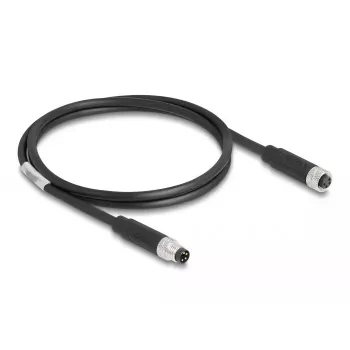 DeLOCK M8 4 kontaktų A-koduotas laidas, vyriškas–moteriškas, PUR/TPU, 1 m