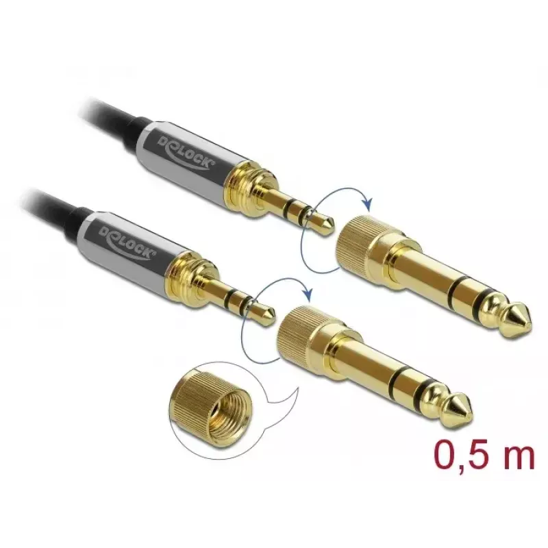 Garso kabelis DeLOCK 85784 0,5 m 3,5 mm juodas pilkas