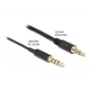 Audio ilginimo laidas DeLOCK 66074 3.5 mm 4 kontaktų patinas į patelę ypač plonas 0.5 m juodas