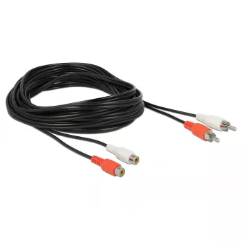 Garso kabelis DeLOCK 85807 5m 2 x RCA juoda raudona balta