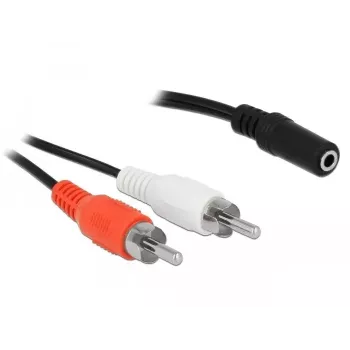 Garso kabelis DeLOCK 85808 1,4 m 2xRCA 3,5 mm juoda raudona balta