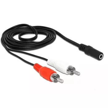 Garso kabelis DeLOCK 85808 1,4 m 2xRCA 3,5 mm juoda raudona balta