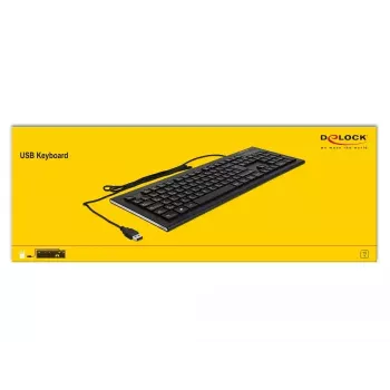 Klaviatūra DeLOCK 12672 Office USB QWERTZ vokiška juoda