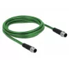 DeLOCK 85918 pramoninis M12 D-coded 4-pin kištukas–kištukas kabelis, SF/FTP, be halogenų, 2 m, žalias