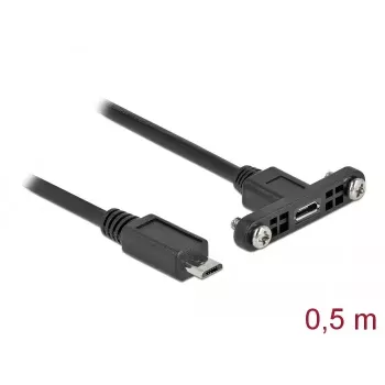 DeLOCK USB 2.0 Micro-B moteriškas skydinis kištukas į Micro-B vyrišką 0,5 m
