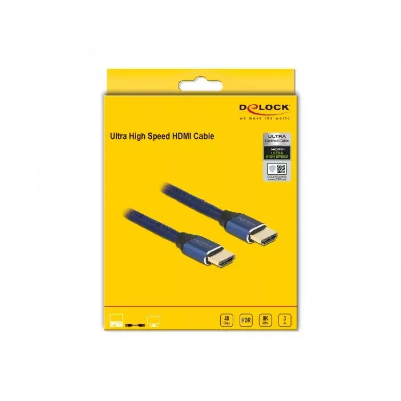 HDMI kabelis DeLOCK Ultra High Speed 48 Gbps 8K 60 Hz mėlynas 3 m