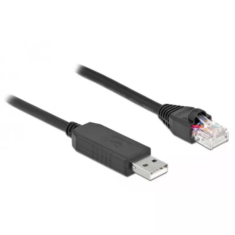 DeLOCK 64161 USB 2.0 Type-A į RS-232 RJ45 serijinis kabelis 2 m juodas