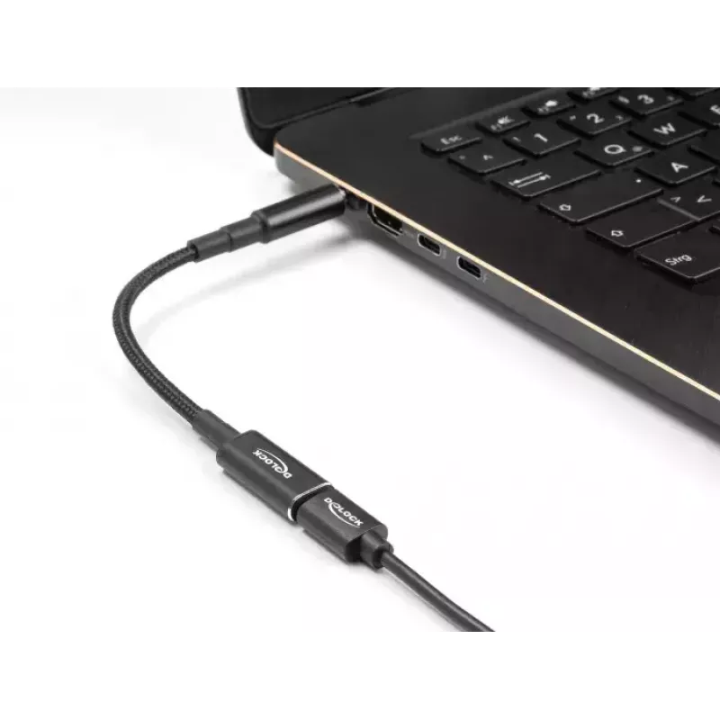 DeLOCK adapteris USB Type-C lizdas į 5,5 x 2,5 mm kištuką 90° kampu 15 cm