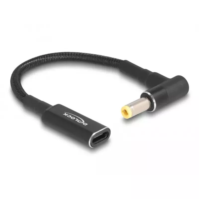 DeLOCK adapteris USB Type-C lizdas į 5,5 x 2,5 mm kištuką 90° kampu 15 cm