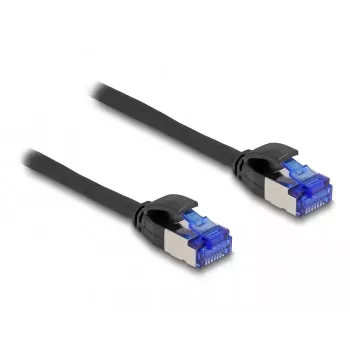 Tinklo laidas DeLOCK RJ45 Cat.6A S/FTP plonas 0,5 m juodas