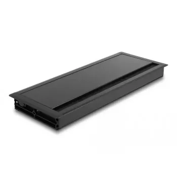 DeLOCK kabelio pravedimo įdėklas su šepetėliu ir dangteliu stalui 300 x 120 x 28 mm juodas