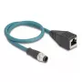 DeLOCK M12 adapterinis kabelis A-koduotas 8 kontaktų kištukas į RJ45 lizdą 50 cm