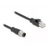DeLOCK M12 adapterinis kabelis D-koduotas 4 kontaktų kištukas į RJ45 kištuką 50 cm