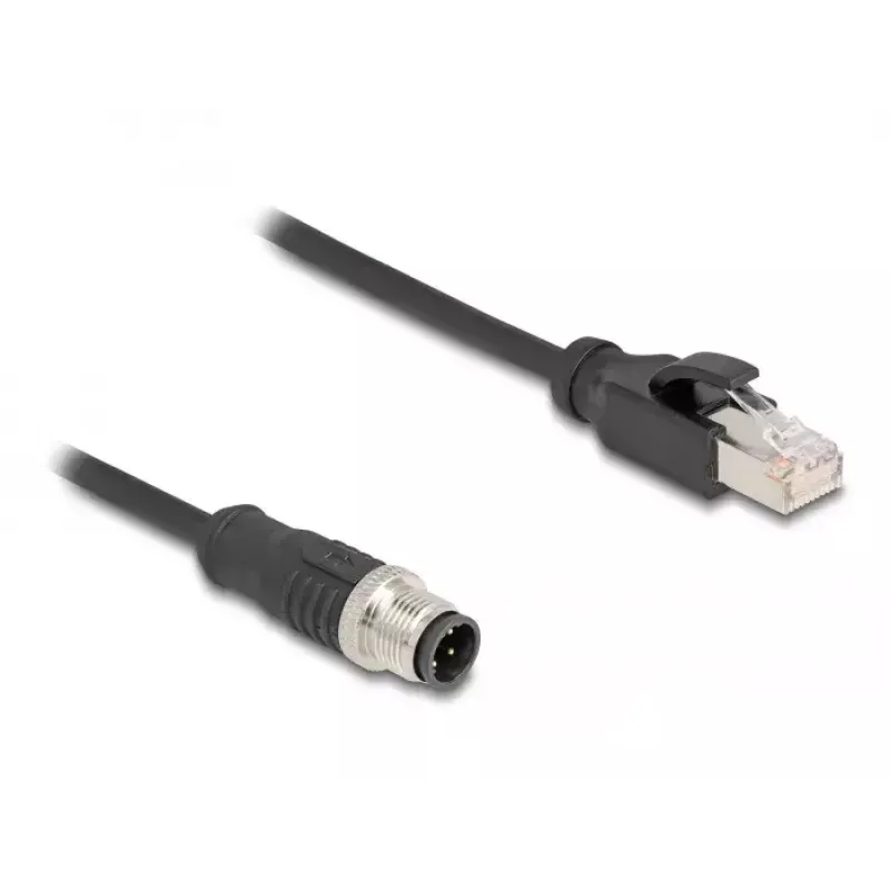 DeLOCK M12 adapterinis kabelis D-koduotas 4 kontaktų kištukas į RJ45 kištuką 50 cm