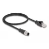 DeLOCK M12 adapterinis kabelis D-koduotas 4 kontaktų kištukas į RJ45 kištuką 50 cm