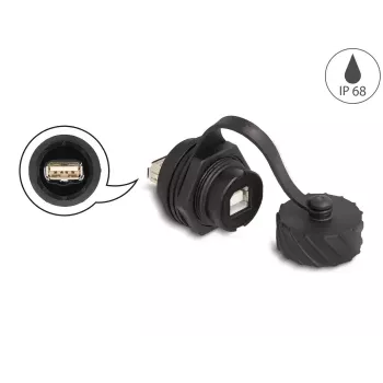 DeLOCK USB 2.0 jungtis Type-B moteriška į Type-A moterišką IP68 juoda