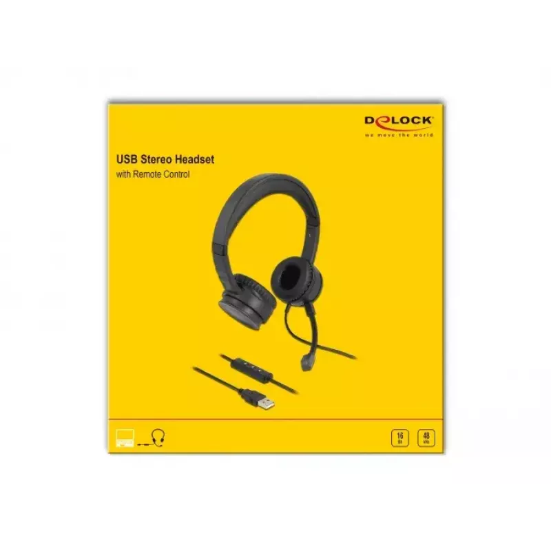 Ausinės DeLOCK USB stereo ausinės su laido nuotolinio valdymo pulteliu