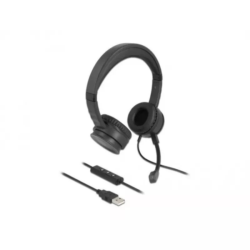 Ausinės DeLOCK USB stereo ausinės su laido nuotolinio valdymo pulteliu