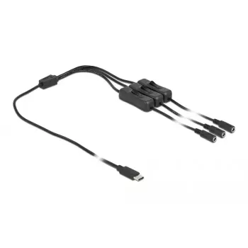 USB Type-C (vyriškas) į 3 x DC 5,5 x 2,1 mm (moteriškas) laidas DeLOCK 86801