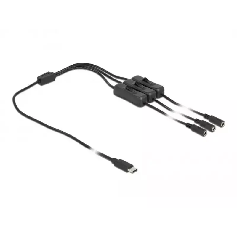 USB Type-C (vyriškas) į 3 x DC 5,5 x 2,1 mm (moteriškas) laidas DeLOCK 86801