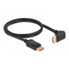 DisplayPort kabelis DeLOCK 8K 60 Hz 1 m tiesus kištukas į žemyn nukreiptą 90° kištuką
