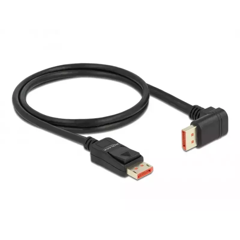DisplayPort kabelis DeLOCK 8K 60 Hz 1 m tiesus kištukas į žemyn nukreiptą 90° kištuką