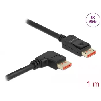 DisplayPort kabelis DeLOCK 8K 60 Hz 1 m vyriškas į vyrišką 90° kampu