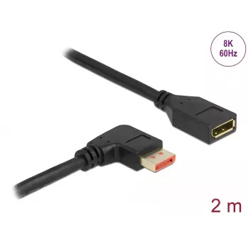 DisplayPort ilginimo kabelis DeLOCK 87078 2m 8K 60Hz stačiu kampu