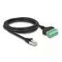 DeLOCK RJ45 kabelis Cat.6 kištukas į gnybtų bloką 2 m juodas žalias