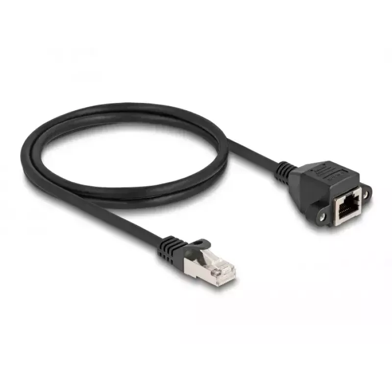 DeLOCK RJ50 prailginimo kabelis vyriškas–moteriškas S/FTP 1 m juodas