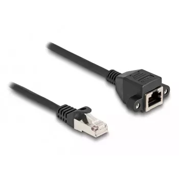 DeLOCK RJ50 prailginimo kabelis vyriškas–moteriškas S/FTP 1 m juodas