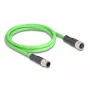 DeLOCK M12 D koduotas 4 kontaktų Ethernet kabelis, patinas į patelę, PUR (TPU) 2 m