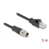 DeLOCK M12 X-coded 8 kontaktų vyriškas M12 į RJ45 vyrišką Cat5e tinklo kabelis 5 m juodas