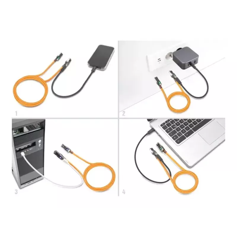DeLOCK RJ45 USB Type-C Cat.6A tinklo kabelis 7,5 m oranžinis
